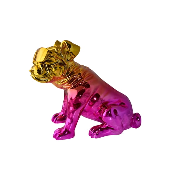 Nifao Bulldog With Sunglasses Colored Pink and Gold Resin Statue – Home Decor Sculpture, 17"L x 9"W x 13"H