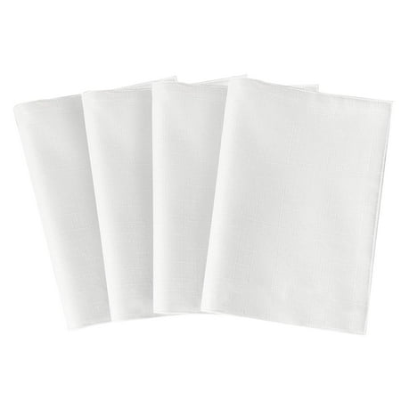 Placemats For Small Square Table Subrtex Linen Placemats for Dinning Room Slubbed Woven Non-Slip Insulation Square Washable Table Mats (White, Set of 4) ()