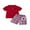 Red, variant on Rovasas Boys Back to School Outfits Apple Embroidery T-Shirt and Plaid Shorts