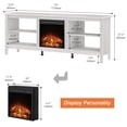 thumbnail image 2 of Fitueyes 70" Fireplace TV Stand for 75 Inch TV, Wood Entertainment Center with Electric Fireplace & Yellow LED Light for Living Room Bedroom, Gray White, 2 of 6