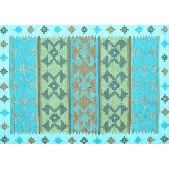 Ahgly Company Indoor Rectangle Abstract Light Blue Contemporary Area Rugs, 8' x 12'