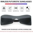 thumbnail image 5 of FEISEDY Fashion Rimless Futuristic Wrap Around Sunglasses Women Men Cyberpunk Visor Sunglasses B2329, 5 of 13