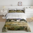 thumbnail image 2 of jejeloiu Oil Painting Aesthetic Bedding Comforter Set,Rustic Western Cabin Twin Comforter Sets,Green Whte Bedding Set For Men Women,Super Cozy Room Decor,2pcs, 2 of 8
