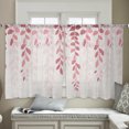 thumbnail image 4 of Sheer Curtains 45 inches Long, Plants Gradient Pink Leaves Farmhouse Style Light Filtering Sheer Window Curtains Rod Pocket Voile Drapes for Bedroom Living Room, 52"W x 45"L 2 Panels, 4 of 7