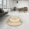 thumbnail image 4 of Ahgly Company Machine Washable Indoor Square Abstract Khaki Gold Area Rugs, 7' Square, 4 of 7