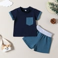 thumbnail image 4 of Baby Boy Outfits Boys Short Sleeve Patchwork T Shirt Tops Shorts Kids Clothes Blue 9 Months-12 Months, 4 of 4