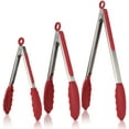 thumbnail image 1 of LEEPENENG Set Pinces Alimentaires en Silicone Pince à Huile en Silicone Grattoir Gril Barbecue Pinces à Steak Outil de Cuisson Set de 3 Pinces à Barbecue Rouges (7 "+9" +12 ", 1 of 5