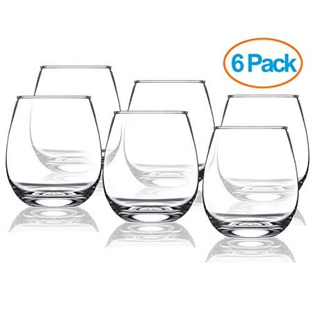 - Chef's Star 15 Ounce Stemless Wine Glasses Set - Classic Durable Wine Cups Ideal for All Occasions - Packaged in a Gift box - Top Gift Idea! - Shatter-Resistant Glass (6 pack
