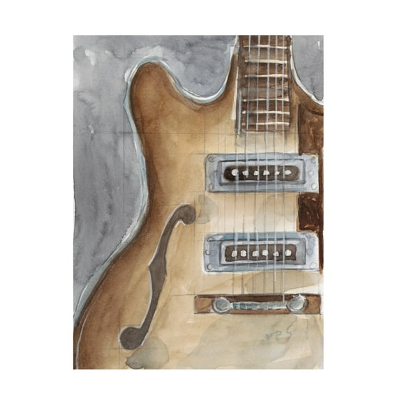 Canvas Wall Art - Ethan Harper 'Watercolor Instrument Study I' Wall Art for Living Room, Bedroom, or Office Décor by Trademark Fine Art - 14 x 19 Inches