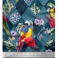 thumbnail image 1 of Soimoi Blue Georgette Viscose Fabric Floral Tropical Bird Printed Craft Fabric by The Yard 44 Inch Wide, 1 of 3