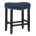 thumbnail image 1 of 24" Upholstered Saddle Seat Counter Stool in Navy Blue, 1 of 5