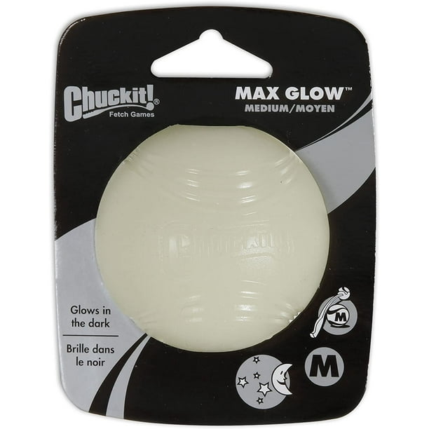 Juguete para perros Chuckit! Max Glow Ball, tamaño mediano, para perros de 9 a 27 kg, paquete de 4