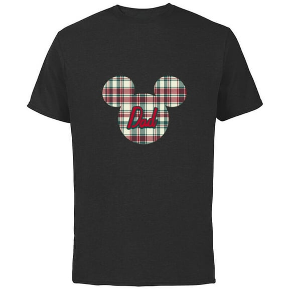 Disney Mickey Mouse Christmas Holiday Plaid for Dad - Short Sleeve Cotton T-Shirt for Adults - Customized-White