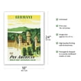 thumbnail image 2 of Germany - Fly - Bavaria Neuschwanstein Castle - Vintage Airline Travel Poster by Edward McKnight Kauffer c.1949 - Fine Art Matte Paper Print (Unframed) 18x24in, 2 of 4