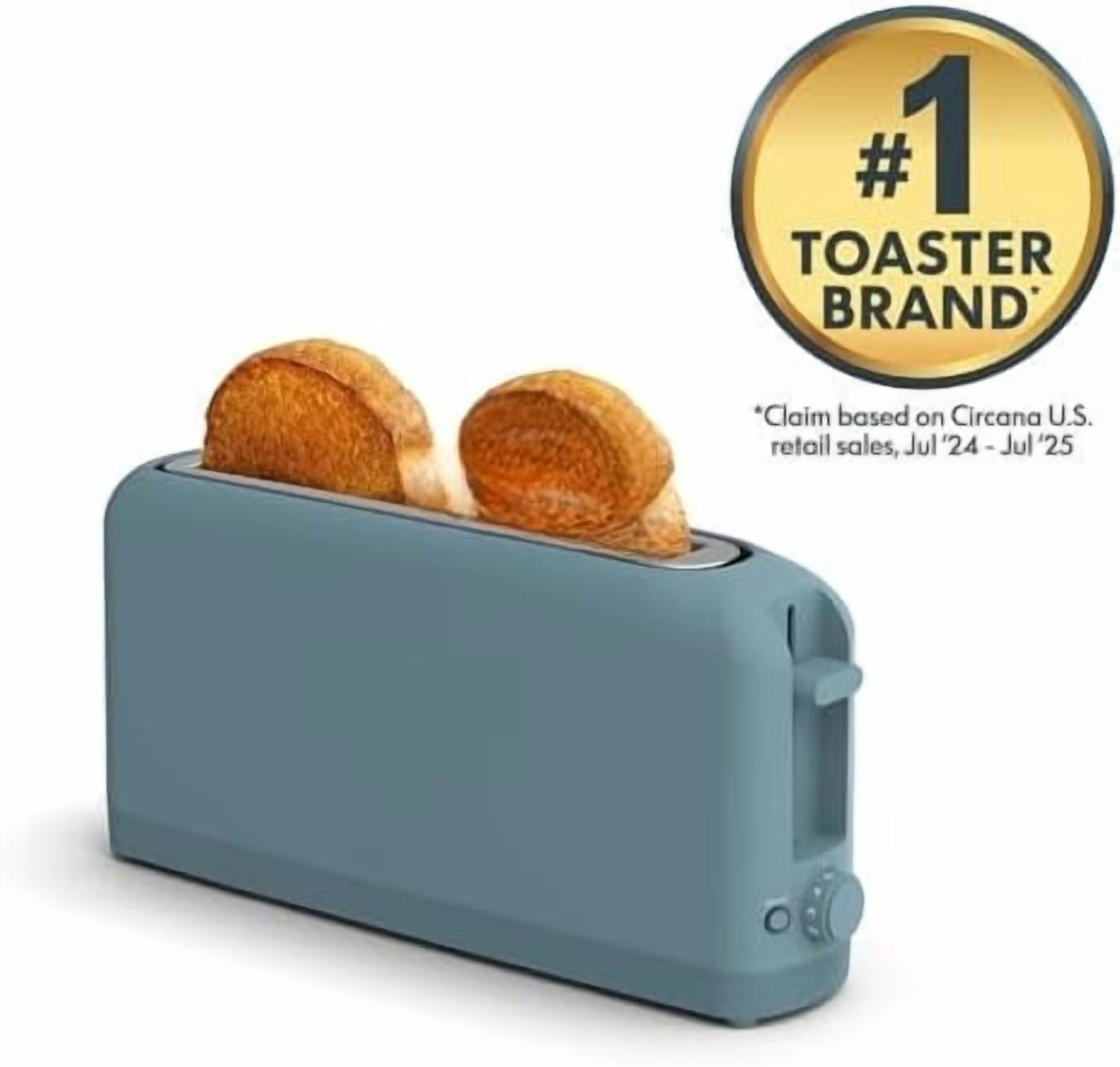 2 Slice Slim Toaster, Fits-anywhere™ Kitchenware, 6 Setting Shade Control with Reheat & Cancel Buttons, Fits Sourdough, 10” Long Slot, Anti Jam & Auto Shutoff, 900 Watt, Surf