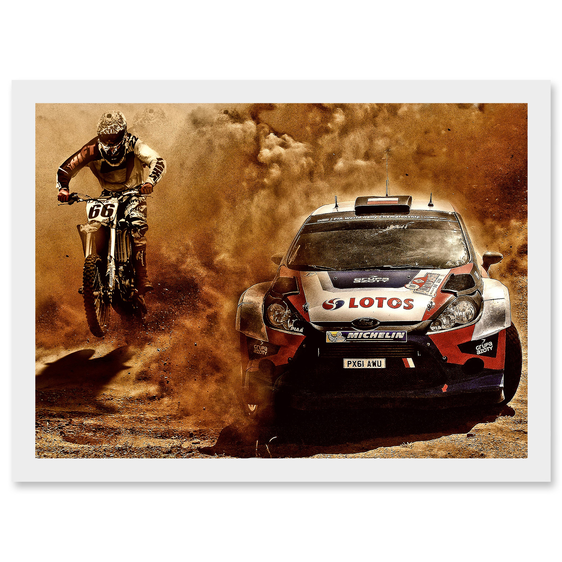 Cross Racing A4 Photograph Sport Motocross Bike Rally Car Dirt Race A4 Artwork Framed ...