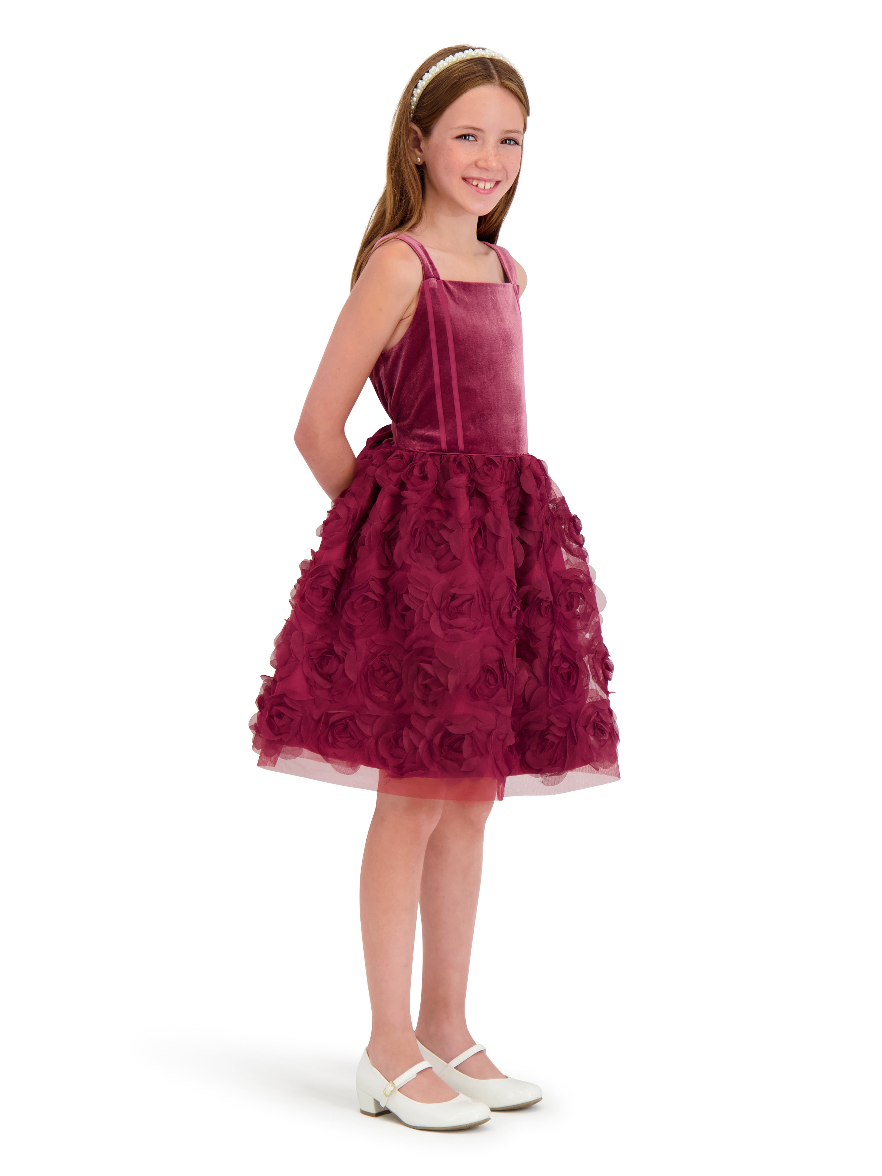 Kensie Girl Velvet Glitter Rosette Tank Dress, Sizes 4-16