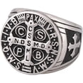 thumbnail image 2 of GHSDFBB St Benedict Exorcism Stainless Steel Ring Demon Protection Ghost Hunter CSBP, 2 of 3