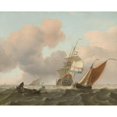 thumbnail image 3 of Ludolf Bakhuysen 18x15 Black Modern Framed Museum Art Print Titled - Rough Sea with Ships (1697), 3 of 5
