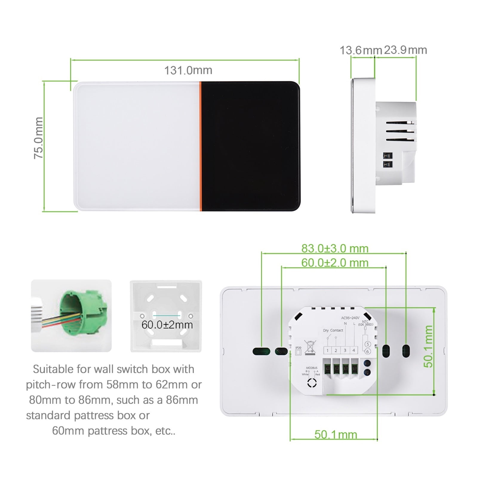Smart Thermostat For Gas Boiler, Heating Room Wired Temperature Regulator Controller Home Backlight Touch Screen ,Temperature calibrating