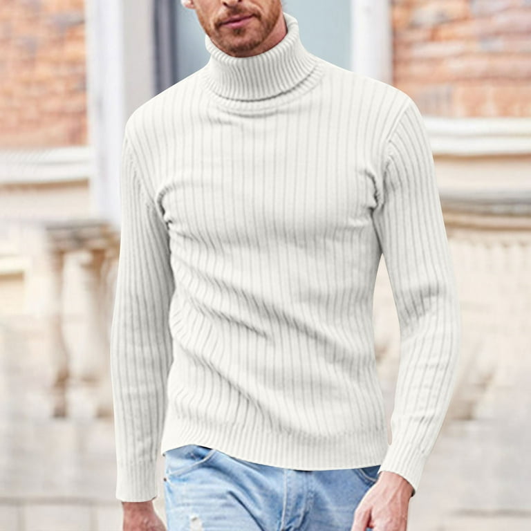 Miluxas Mens Knitted Turtleneck Sweater Long Sleeve Turtle