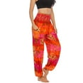 thumbnail image 3 of SWSMCLT Women's Boho Pants Smocked Waist Harem Cinch Bottom Beach Trousers Print Bloomer Yoga Hippie with Pockets Bohemian Aladdin Indian Thai Baggy Patterned1 One Size, 3 of 5