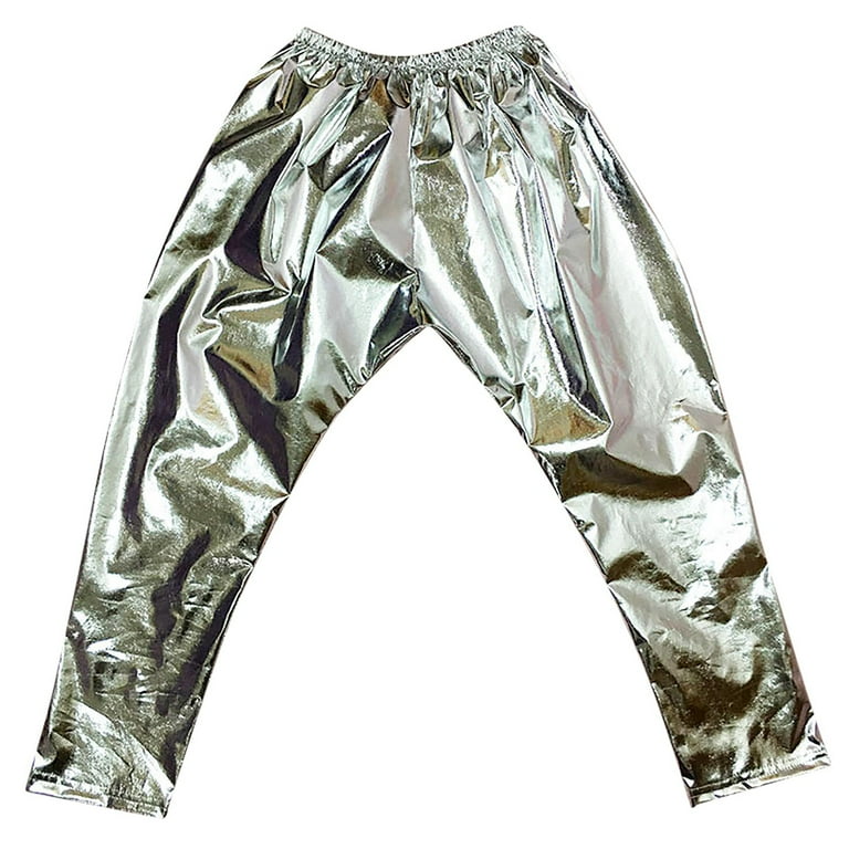 Wijhcboe Kids Girls Boys Elastic Waist Pants Metallic Harem Dance