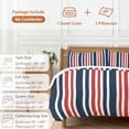 thumbnail image 6 of 3 Piece Navy Blue Red Striped Duvet Cover Set Queen Size,Microfiber Comforter/Quilt Cover with Corner Ties and 2 Pillowcases,Modern Minimalist Ombre Lines All Season Soft Bedding with Zipper Closure, 6 of 8