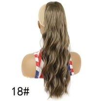 Nvzi -b Long Ponytail Extensions, 23.6 Inch Drawstring Clip in Curly Wavy Hairpieces Synthetic Ponytails Hair Piece Pony Tail Extension for Women,Pecan Blonde
