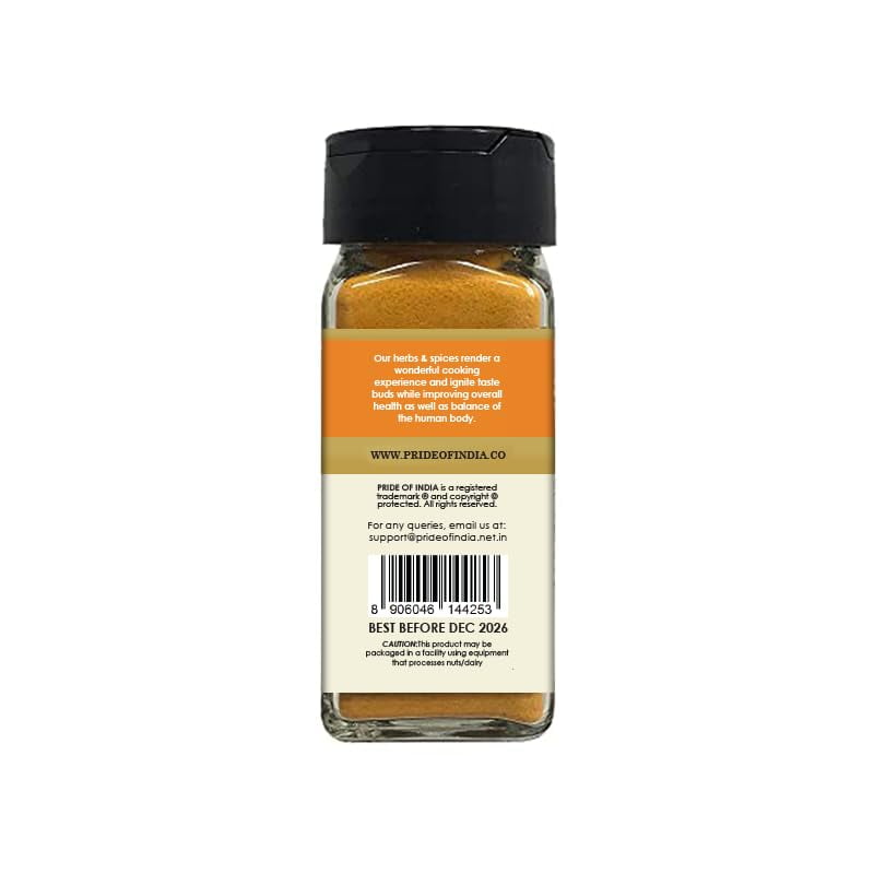 Pride of India - PACK of 6 - Natural Turmeric Ground – Traditional Indian Spice – Pantry Essential – Curcumin Rich For Curries/Lentil/Meat/Pilaf – Easy to Use – 2.6 oz. Small Dual Sifter Jar