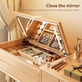 thumbnail image 3 of Muwuele Makeup Vanity Table with Mirror and 3 Lighting Modes, 32 Inch Large Dressing Table Set with 3 Drawers, Solid Wood Vanity Desk for Bedroom (Natural), 3 of 9