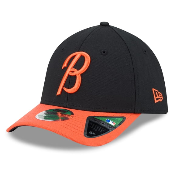 Men's New Era Black/Orange Baltimore Orioles Player Replica 39THIRTY Flex Hat