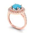thumbnail image 2 of 2.6 ctw with Simulated Diamond Halo Accents Anniversary Ring for Women | Round Cut Simulated Turquoise | Hyperallergenic Solid 14K Rose Gold, 2 of 5