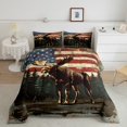 thumbnail image 2 of Homewish 3D Rustic Moose Queen Comforter Set, Vintage American Flag Bedding Sets, Western Old Fashion Reversible Bedding Comforter Set, Super Cozy Room Decor, 3 Pieces, 2 of 8