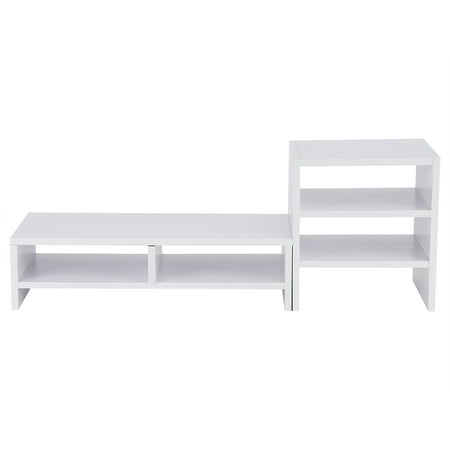 - Yosoo Computer Laptop Monitor Riser Stand Desktop Wooden Storage Organizer + 3-Layer Shelf,White