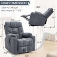 thumbnail image 2 of YODOLLA Large Power Lift Recliner for Elderly Heavy Duty Fabric Electric Lift Chair with Heated Vibration Massage in Blue Gray, 2 of 6