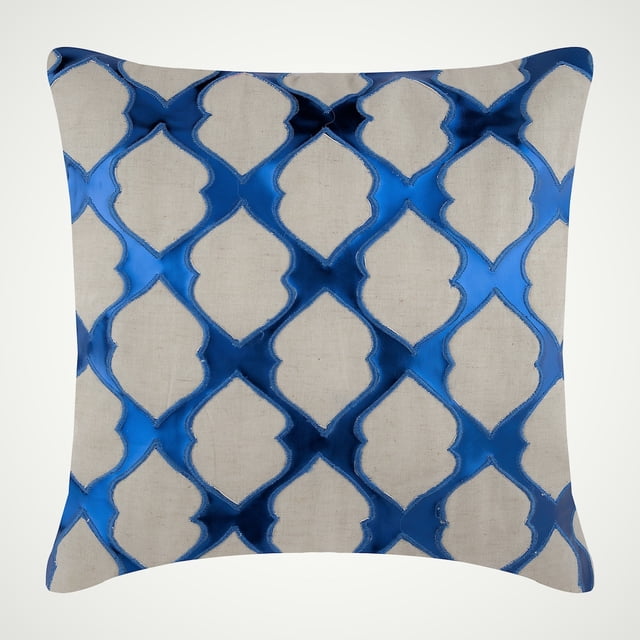 Blue Euro Pillow Covers 26x26 inch (65x65 cm), Linen European Pillow Covers, Abstract, Pattern, Moroccan, Trellis, Lattice, Applique, Modern Euro Size Pillow - Web Designing