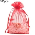 thumbnail image 2 of 100Pcs Solid Color Yarn Gift Bag Wedding Candy Lucky Pouch Storage Container Red Yarn, 2 of 8