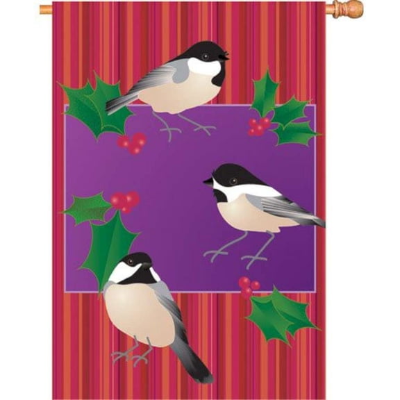 Premier Kites 52602 House Brilliance Flag, Holiday Chickadee, 28 by 40-Inch