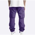 thumbnail image 5 of Plus Size Pants Men Solid Multiple Pockets Outdoor Straight Type Fitness Pants Cargo Pants Trousers, 5 of 6