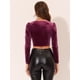 thumbnail image 3 of Top corto de terciopelo Allegra K escote corazón Fucsia L, 3 of 4