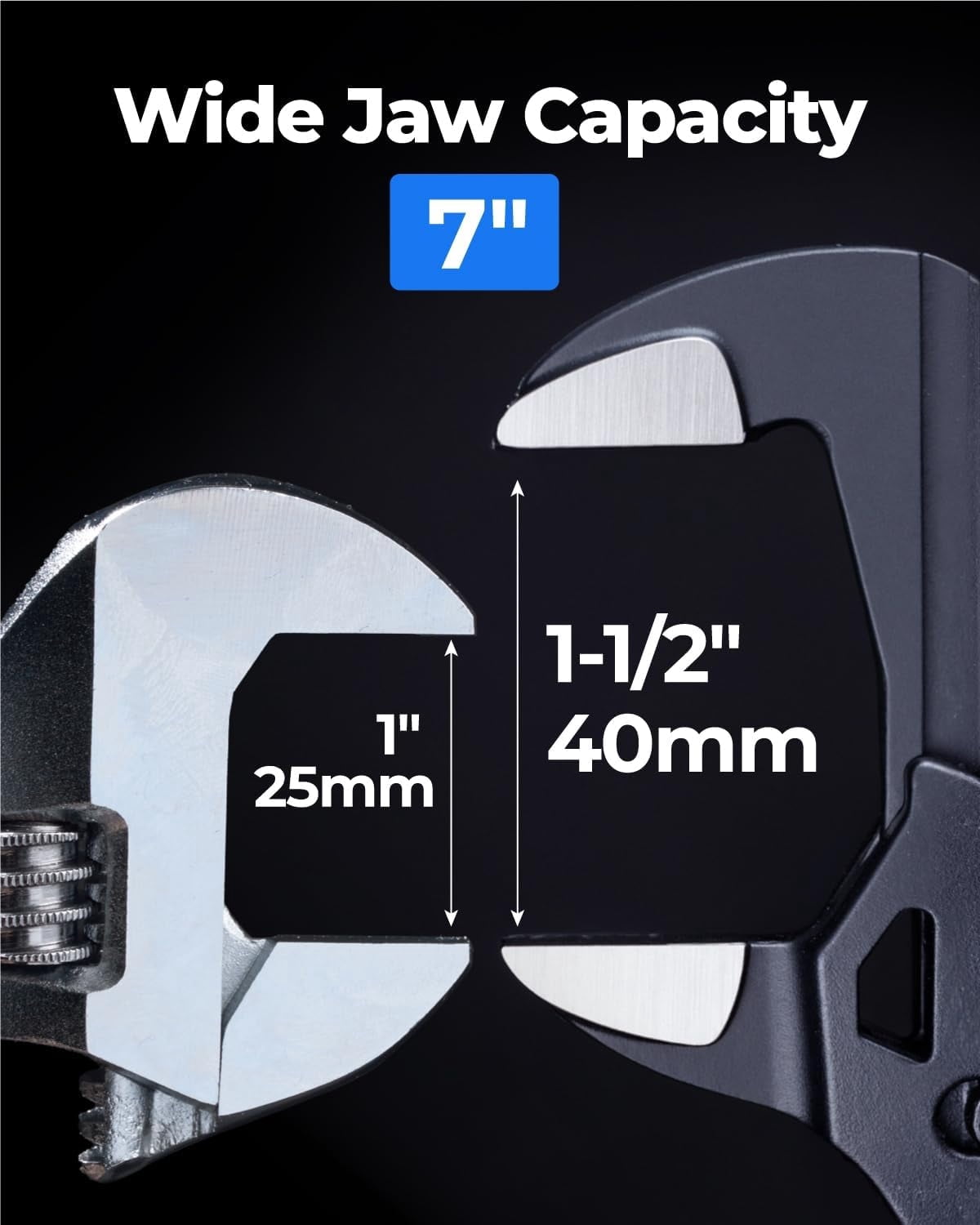 7-INCH Plier Wrench, CR-V Construction Adjustable Wrench With Pouch, Black Finish Smooth Jaw Pliers, Parallel Jaws with Comfortable Grips, Suitable for All Types of Nuts, Water Pipes