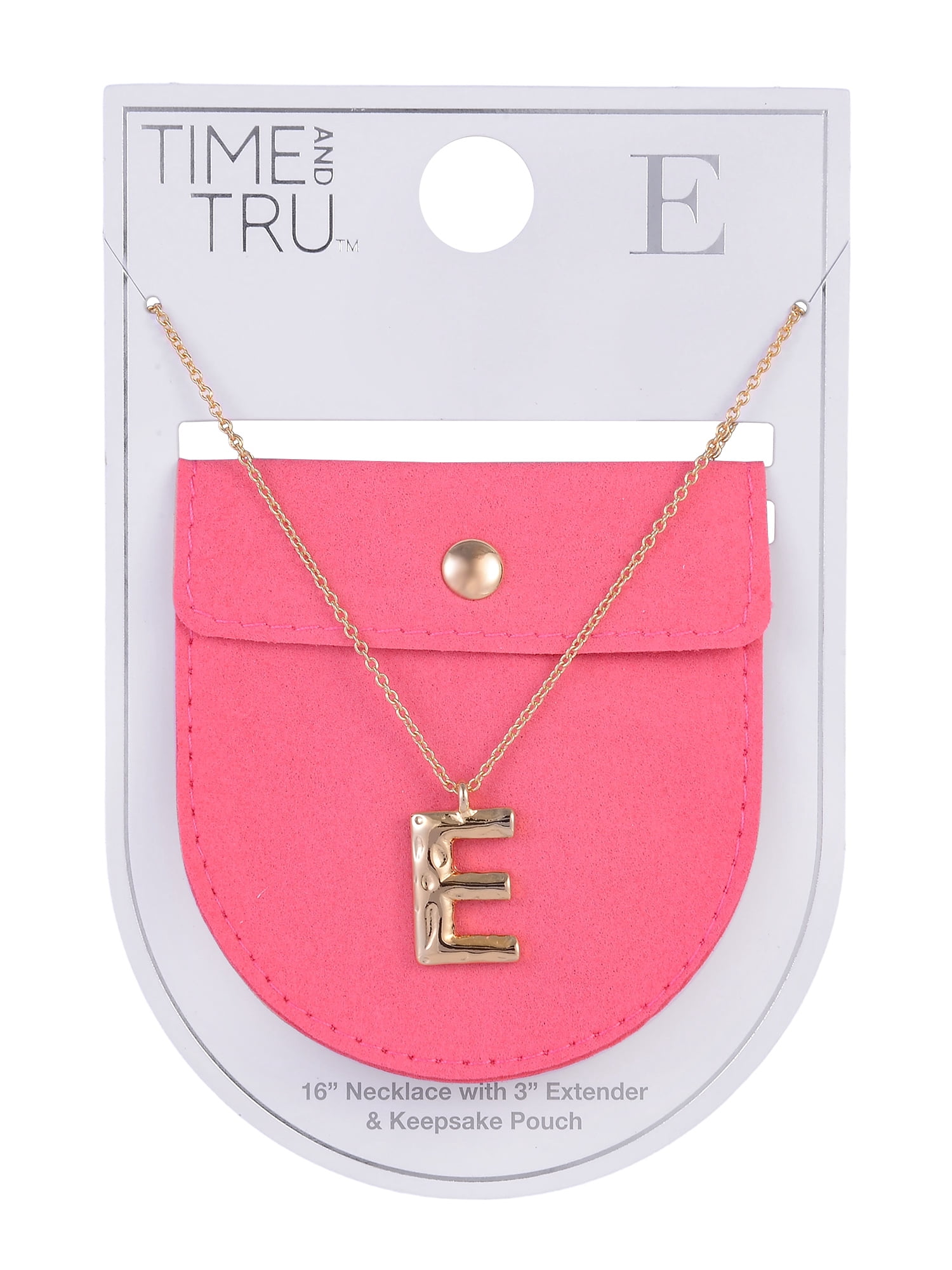 Time and Tru Goldtone Hammered Initial "E" Pendant Necklace