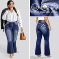 thumbnail image 5 of QERINTE Plus Size Bootcut Jeans Women - Western Flare Jeans with Aztec Embroidered Stretchy Denim Pants Curvy, 5 of 7