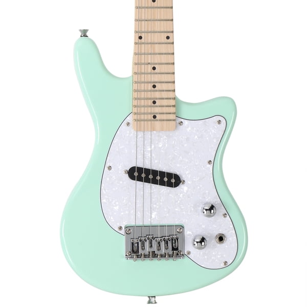 30in Maple Fingerboard Mini Electric Guitar Kit with 5W Amplifier Bag String Shoulder Strap Plectrum Cord Wrench Tool Light Green