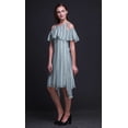 thumbnail image 3 of Bimba Tunique à Épaules Dénudées Imprimée Teinture sur Nœuds Bleue pour Femmes Robe de Soirée Col Rond - Petite, 3 of 6