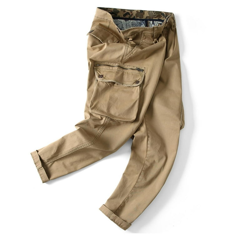 XFLWAM Mens Work Sports Cargo Pants Thin Straight Leg