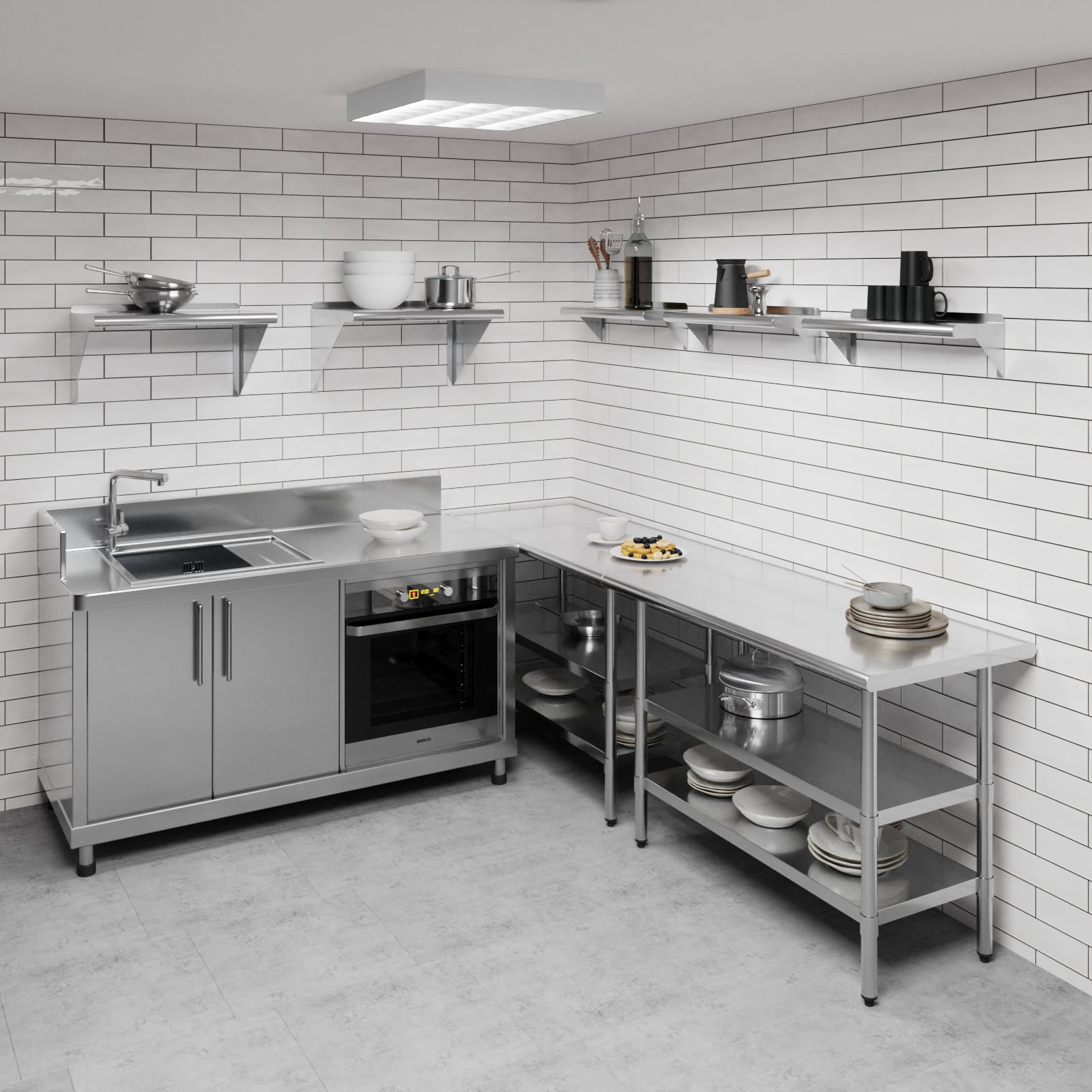 AmGood 8 in. x 24 in. Stainless Steel Wall Shelf | NSF Certified | Appliance & Equipment Metal Shelving | Kitchen, Restaurant, Garage, Laundry, Utility Room