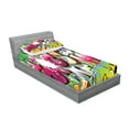 thumbnail image 2 of Ambesonne Urban Graffiti Fitted Sheet & Pillow Sham Set, Throwie Style, Twinxl, Multicolor, 2 of 2