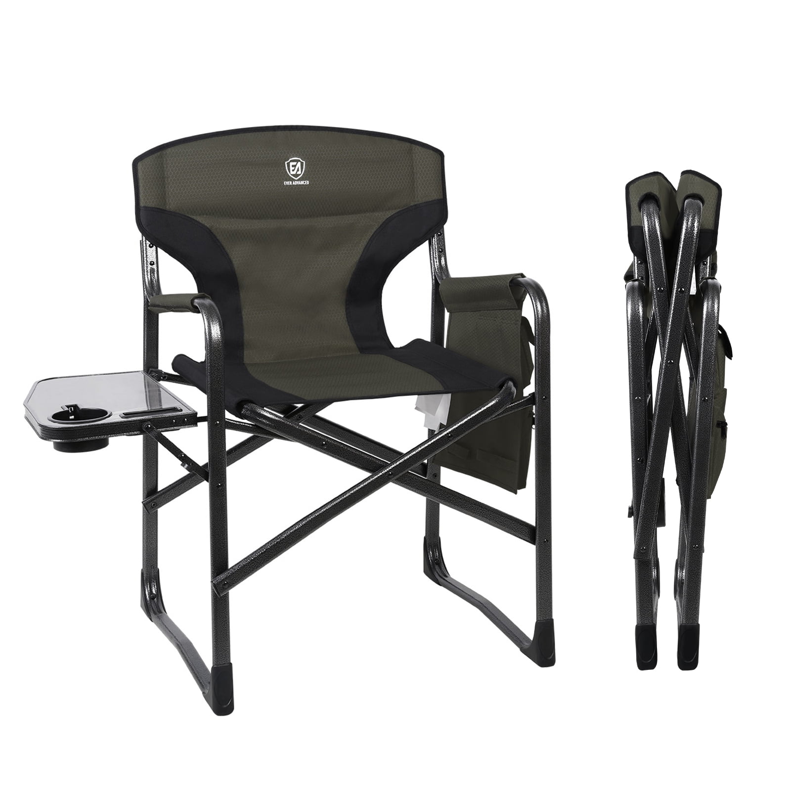 EVER ADVANCED Lightweight Folding Directors Chairs with Side Table and